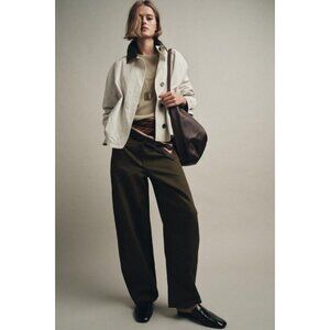 ZARA ZW COLLECTION LEATHER COLLAR SHORT TRENCH COAT